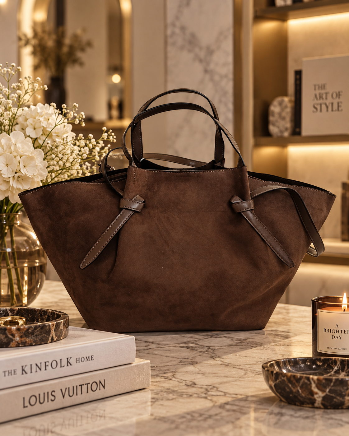 Bolso Shopper de Ante Camel "Esencia Natural" | Majestic Fashion
