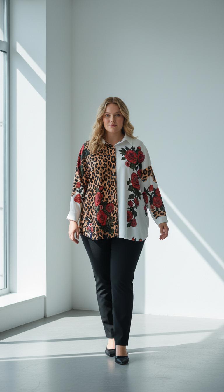 Camisa Animal Print & Rosas
