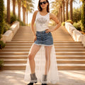 Falda vaquera con Tul + Top blanco