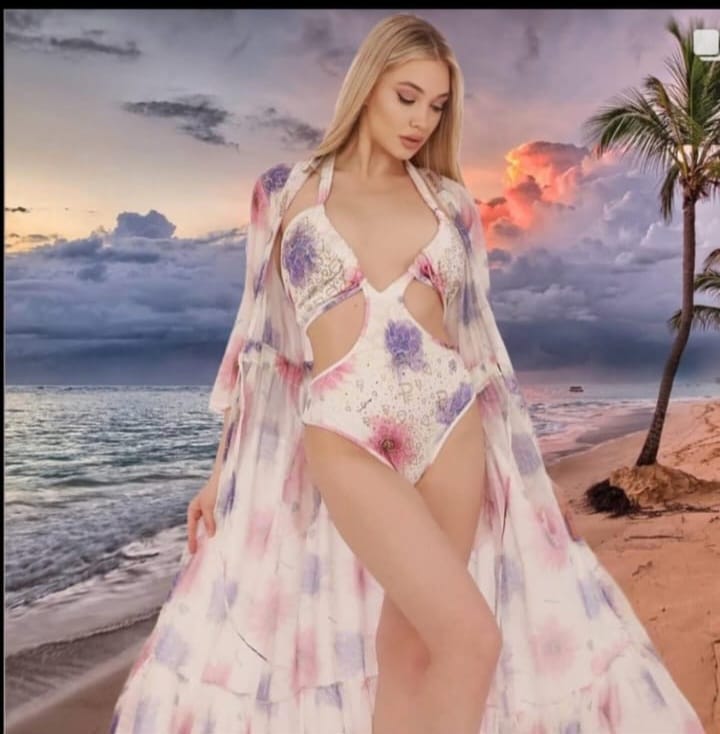 Conjunto de Baño Estampado con Kimono – Elegancia para tus Días de Verano