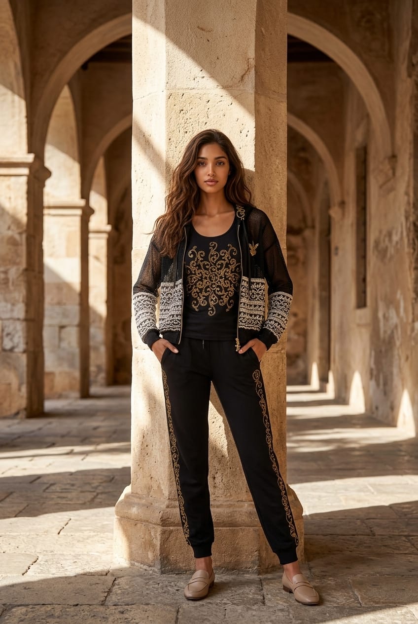 Conjunto Elegante Deportivo con Chaqueta de Rejilla