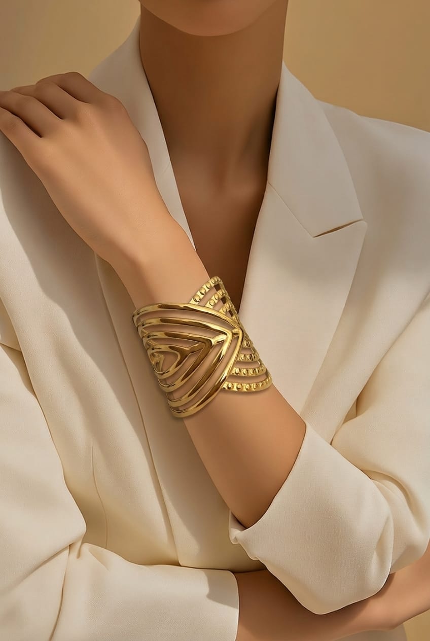 Brazalete Dorado Geométrico para Mujer