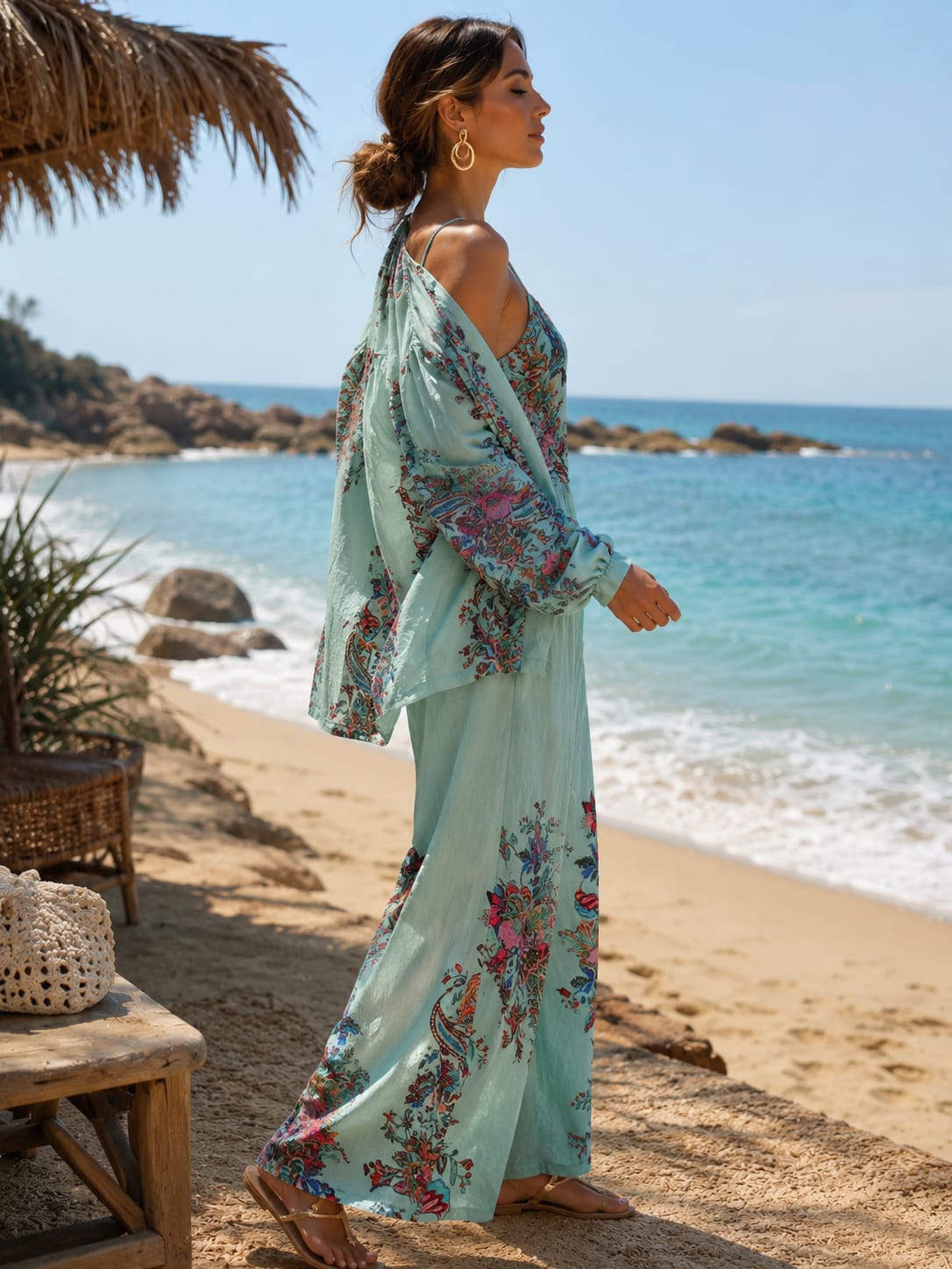 Mono Estampado con Bomber a Juego – Elegancia Boho Chic
