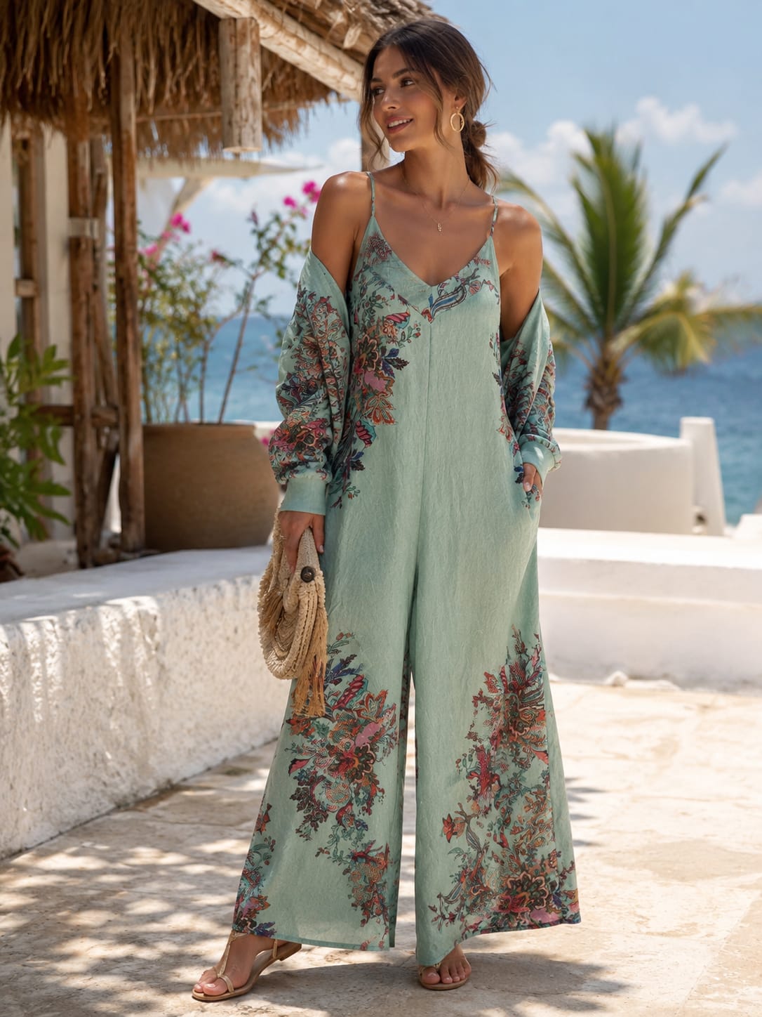 Mono Estampado con Bomber a Juego – Elegancia Boho Chic