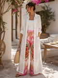 Chaqueta Larga de Crochet para Mujer – Elegancia Boho Chic
