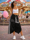 Falda Midi Negra de Diseño Asimétrico – Estilo Urbano