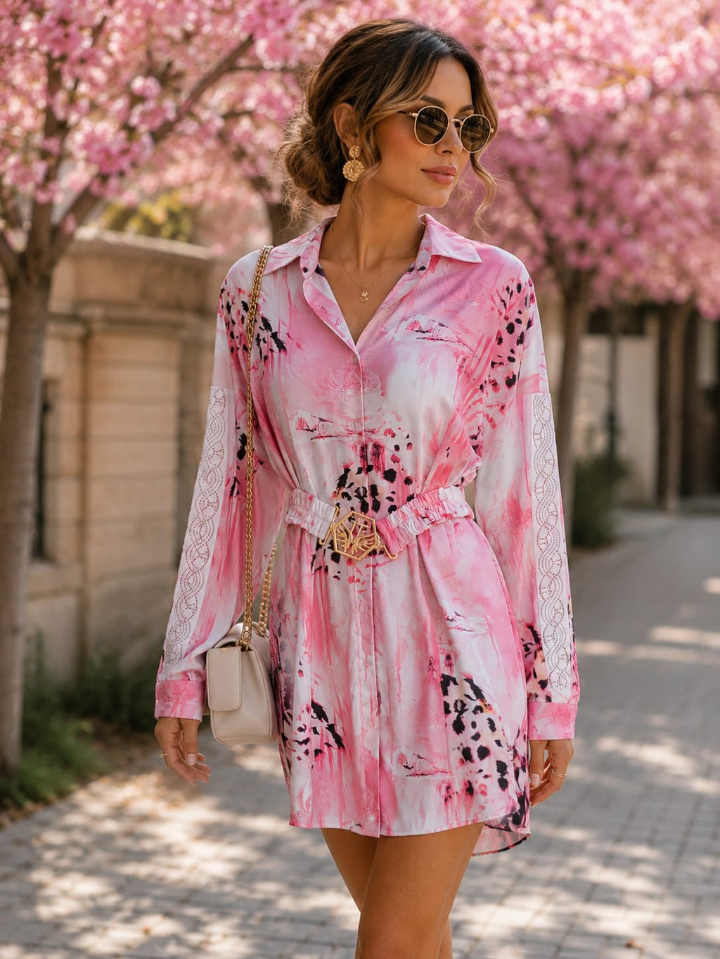 Blusa Camisera Estampada Rosa – Elegancia y Tendencia para Mujer