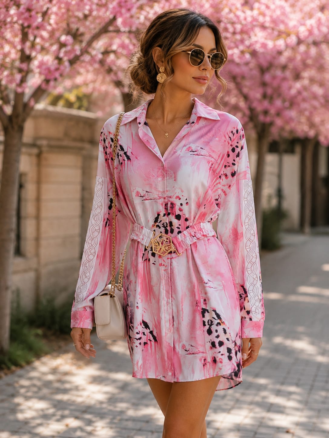 Blusa Camisera Estampada Rosa – Elegancia y Tendencia para Mujer