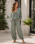 Conjunto 3 piezas azul plomo con encaje