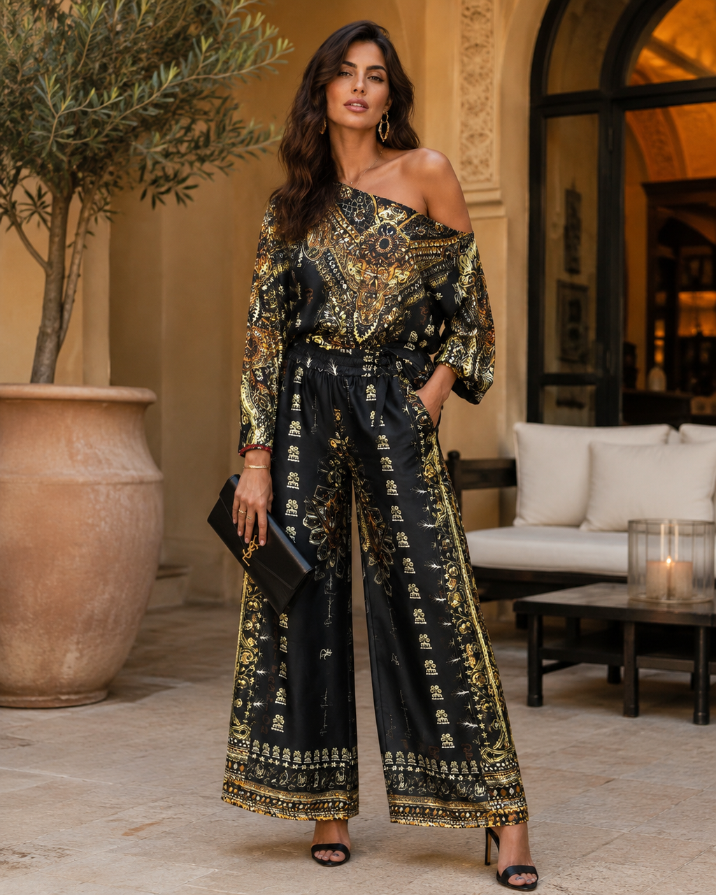 Conjunto Estampado de Dos Piezas – Elegancia Boho Chic