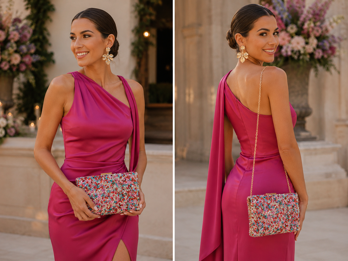 Bolso Clutch Multicolor Brillo