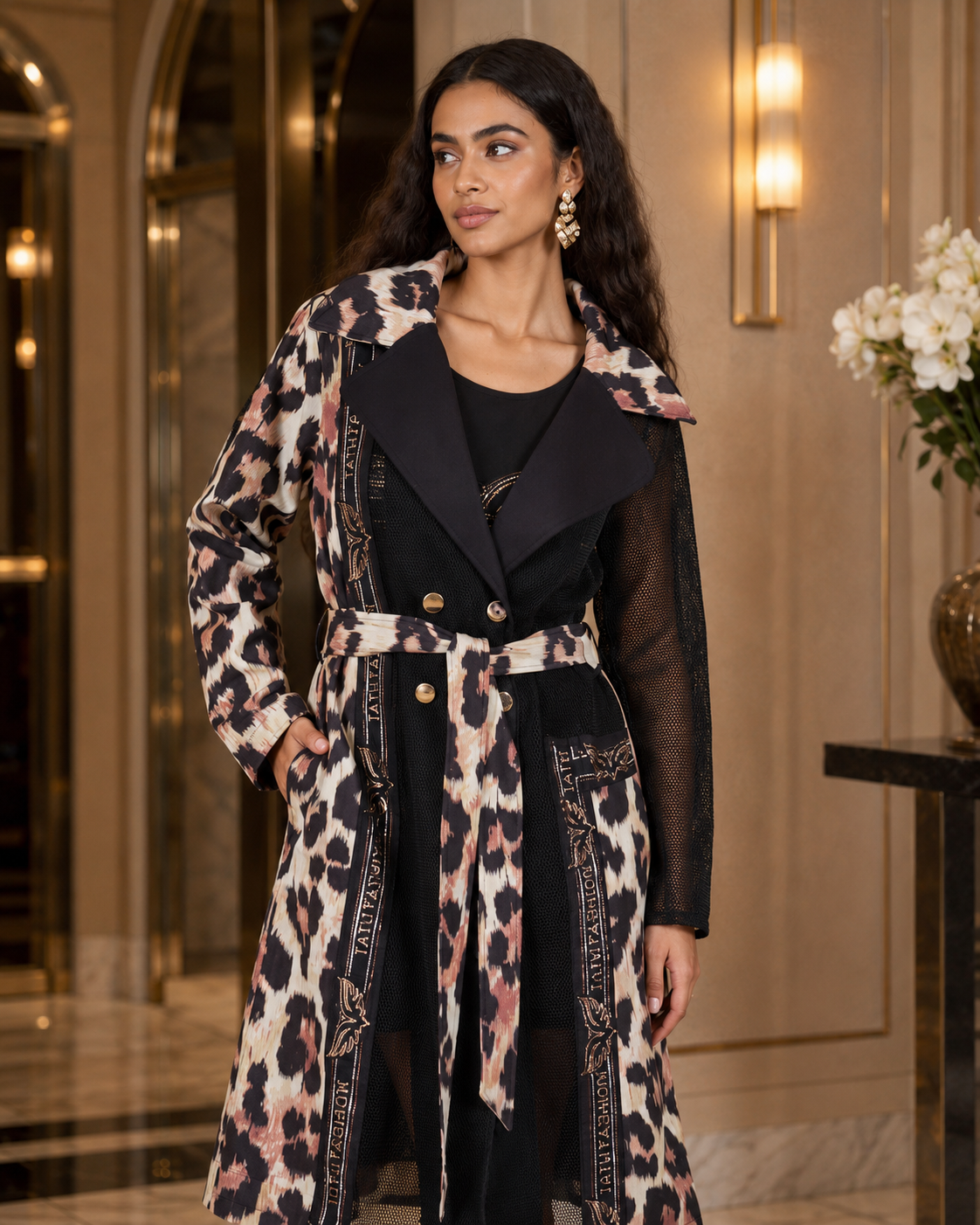 Conjunto de Vestido Floral y Chaqueta de Encaje Negra – Elegancia Atemporal